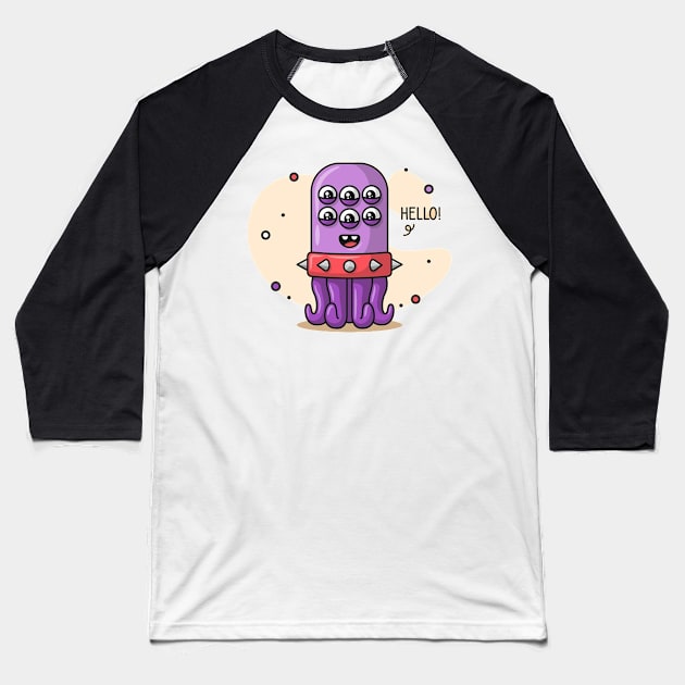 Meet cute little Monster Baseball T-Shirt by vectordiaries5